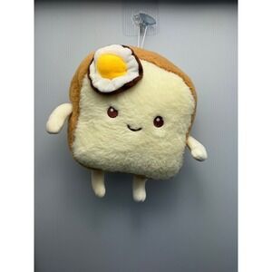 Unbranded Kawaii Toast with Fried Egg Plush Soft Stuffed Food Toy 8 Inch